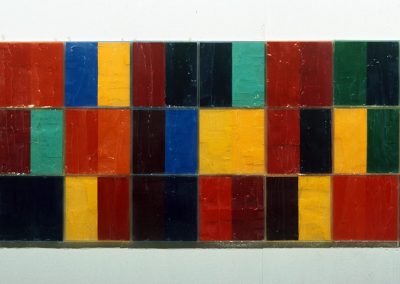 Senza Titolo (Silicone con giallo), 1995, 78x208, acrilico e silicone su multistrato di legno